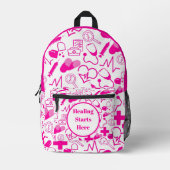 Roze Medische Iconen Patroon  Gezondheidszorg Bedrukte Rugzak (Voorkant)