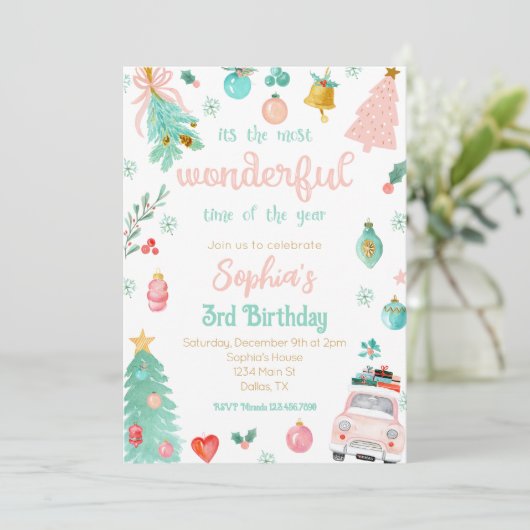 Roze Meest Wonderful Tijd van het Jaar Verjaardag Kaart (Staand voorkant)