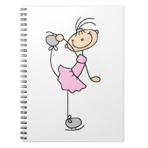 Roze meid Stick Figuur Ice Skater Notitieboek