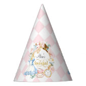 Roze, Meisje 1e Verjaardag, Alice Onderland Feesthoedjes (Voorkant)