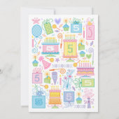 Roze Meisje 5e Verjaardag uitnodiging (Achterkant)