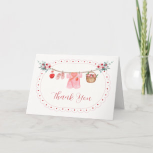 Roze Meisje Appel Van Onze Oog Klerenlijn Baby Sho Bedankkaart