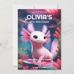 Roze meisje Axolotl verjaardag Kaart