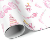 Roze meisje Baby shower Cadeaupapier (Rol Hoek)