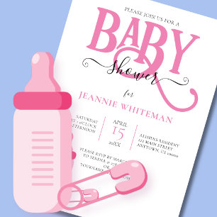 ROZE MEISJE BABY SHOWER MET BABYFLES KAART