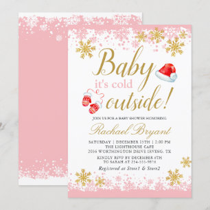Roze meisje Baby zijn koude buitenzijde Baby showe Kaart