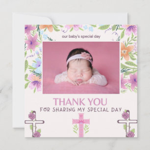 Roze meisje Baptism Christening Foto bedankt!