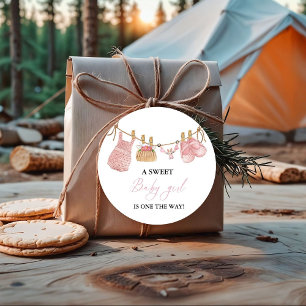 Roze Meisje Bohemian Kleding Baby shower Bedankjes Labels