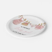Roze Meisje Bohemian Kleding Baby shower Papieren Bordje (Gekanteld)