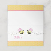 Roze Meisje Bumble Bee Place Cards (Buitenkant ongevouwen)