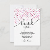 roze, meisje, confetti, bedankt kaart (Voorkant)