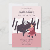 Roze meisje dat piano speelt kaart (Voorkant)