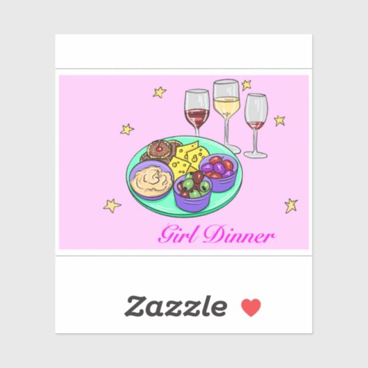 Roze Meisje Diner Vinyl Sticker (Vel)