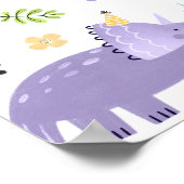 Roze Meisje Dinosaurus Verjaardagsfeestje Welkom Poster (Hoek)