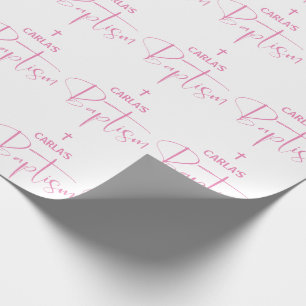 Roze Meisje Doop Inpakpapier