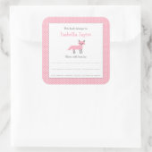 Roze Meisje Fox Bookplate vierkante sticker (Tas)