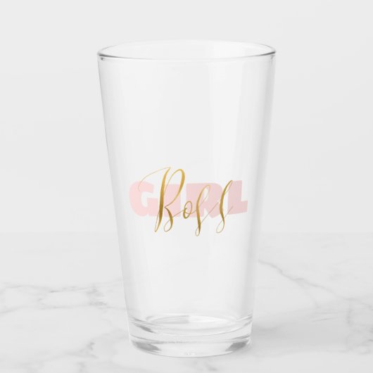 Roze Meisje Gouden Baas Glas (Voorkant)