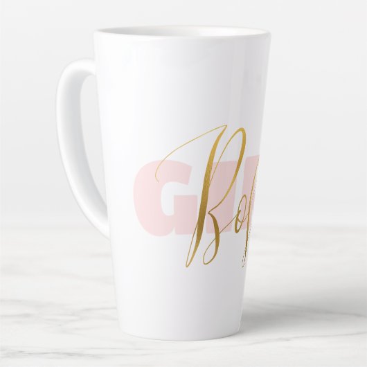 Roze Meisje Gouden Baas Latte Mok (Linkerhoek)