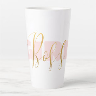 Roze Meisje Gouden Baas Latte Mok