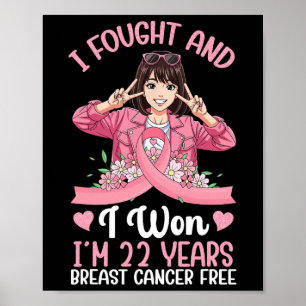 Roze Meisje Ik vocht en ik won Ik ben 22 jaar Bors Poster