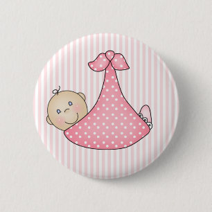 Roze meisje in geblanket ronde button 5,7 cm