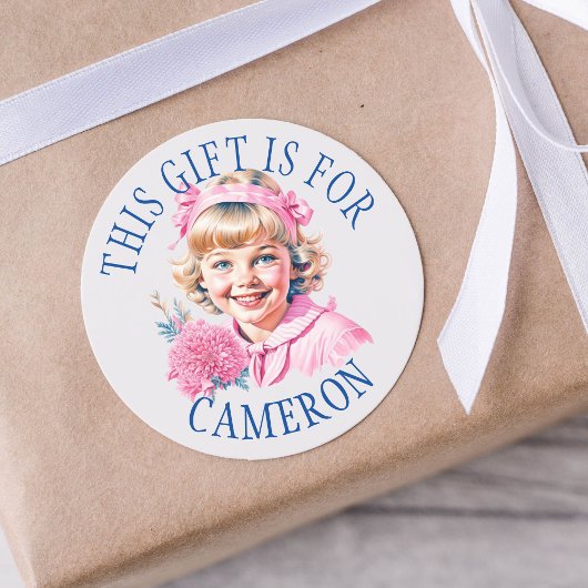 Roze  Meisje Kerstcadeau Label