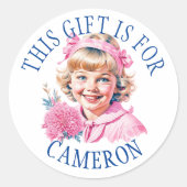 Roze  Meisje Kerstcadeau Label (Voorkant)