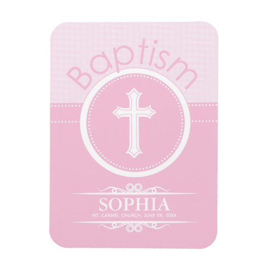 , Roze meisje Kind van God Baptisme Magneet (Verticaal)