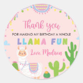 Roze Meisje Llama Verjaardagsfeest Labels (Voorkant)