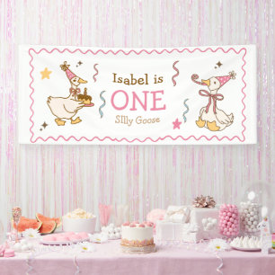 Roze meisje Meest schattelijke domme gans 1e verja Spandoek