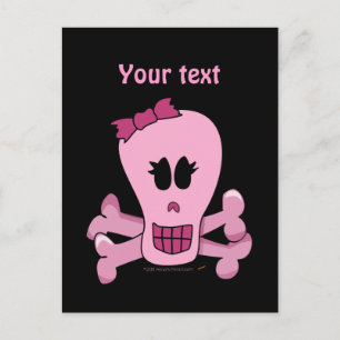 Roze meisje met Bow Halloween of Pirate Briefkaart