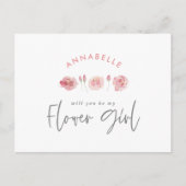 Roze meisje met dunne waterverf, bloemenkool uitnodiging briefkaart (Voorkant)