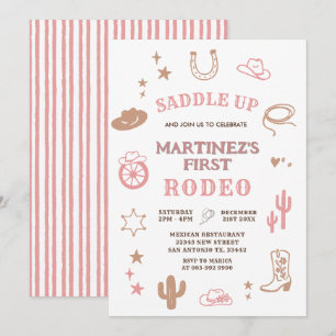 Roze Meisje Mijn Eerste Rodeo Cowgirl Verjaardag Kaart