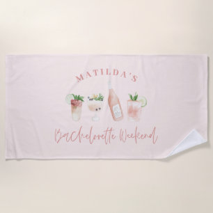 Roze meisje moderne drinken weekend bachelorette strandlaken