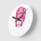 Roze meisje ronde klok (Hoek)