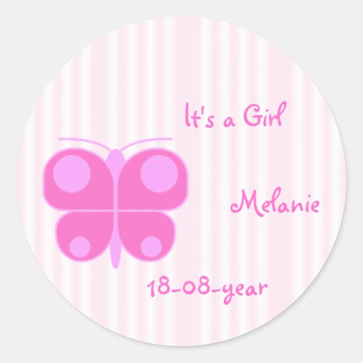 roze meisje ronde sticker (Voorkant)