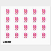 Roze meisje ronde sticker (Vel)