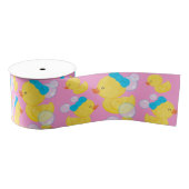 Roze Meisje Rubber Ducky Grosgrain Lint (Spoel)