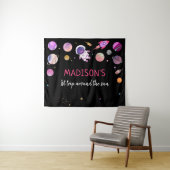 Roze Meisje Ruimtevaarder Buitenruimte Verjaardags Wandkleed (In Situ (horizontaal))