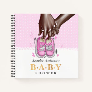 Roze Meisje Schoenen Baby shower Gastenboek Notitieboek