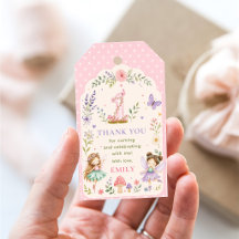 Roze Meisje Sprookjestuin Eerste Verjaardagsfeestj