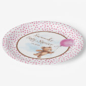 Roze Meisje Teddy Bear Baby shower Papier Bord (Gekanteld)
