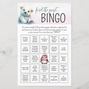 Roze Meisje Winter Baby Bingo Baby shower Spel