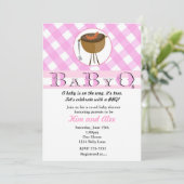 Roze Meisjes Baby Shower BBQ BabyQ Zomer Uitnodigi Kaart (Staand voorkant)