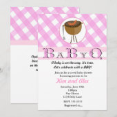 Roze Meisjes Baby Shower BBQ BabyQ Zomer Uitnodigi Kaart (Voorkant / Achterkant)