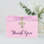 Roze meisjes Baptism Christening Bedankt (Staand voorkant)