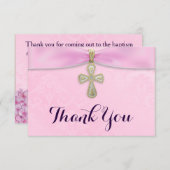 Roze meisjes Baptism Christening Bedankt (Voorkant / Achterkant)