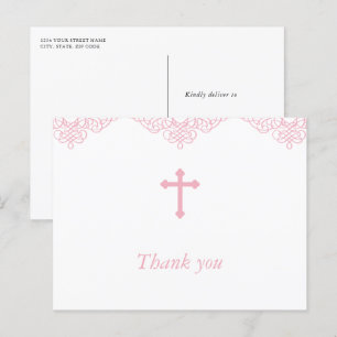 Roze meisjes Baptism/Christening Bedankt Briefkaart