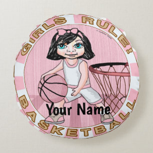 Roze meisjes basketbal rond kussen