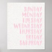 Roze Meisjes Dagen van de Week Educatieve Kinderka